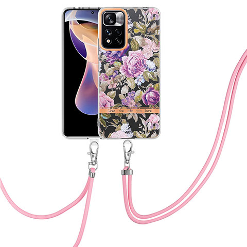 Coque Silicone Motif Fantaisie Souple Couleur Unie Etui Housse avec Laniere Strap Y06B pour Xiaomi Mi 11i 5G (2022) Violet Clair