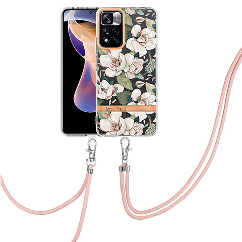 Coque Silicone Motif Fantaisie Souple Couleur Unie Etui Housse avec Laniere Strap Y06B pour Xiaomi Poco X4 NFC Blanc