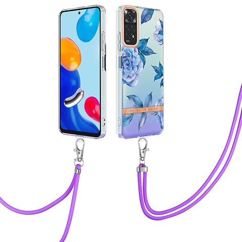 Coque Silicone Motif Fantaisie Souple Couleur Unie Etui Housse avec Laniere Strap Y06B pour Xiaomi Redmi Note 11 4G (2022) Bleu