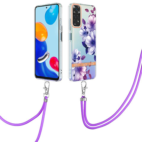 Coque Silicone Motif Fantaisie Souple Couleur Unie Etui Housse avec Laniere Strap Y06B pour Xiaomi Redmi Note 11 4G (2022) Violet