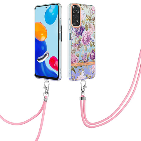 Coque Silicone Motif Fantaisie Souple Couleur Unie Etui Housse avec Laniere Strap Y06B pour Xiaomi Redmi Note 11 4G (2022) Violet Clair