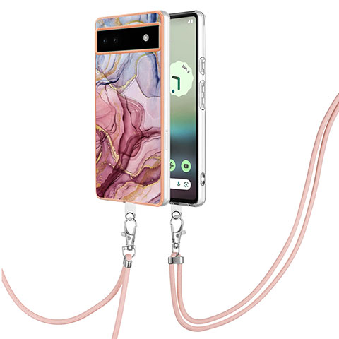 Coque Silicone Motif Fantaisie Souple Couleur Unie Etui Housse avec Laniere Strap Y07B pour Google Pixel 6a 5G Mixte