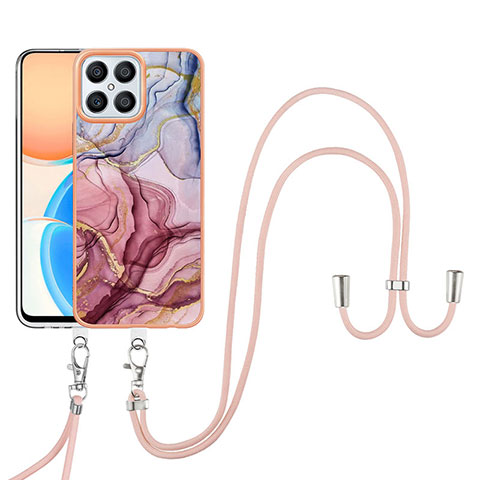 Coque Silicone Motif Fantaisie Souple Couleur Unie Etui Housse avec Laniere Strap Y07B pour Huawei Honor X8 4G Mixte