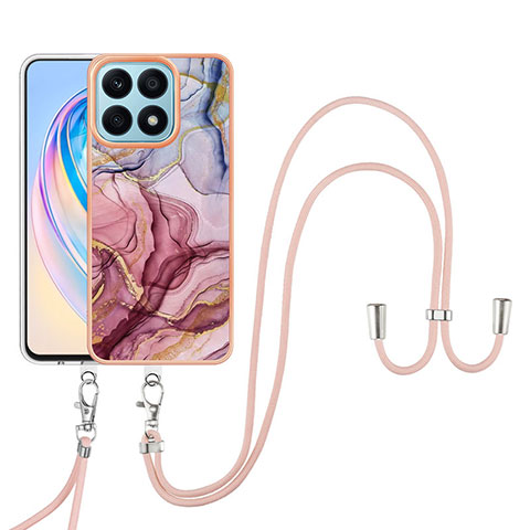 Coque Silicone Motif Fantaisie Souple Couleur Unie Etui Housse avec Laniere Strap Y07B pour Huawei Honor X8a 4G Mixte