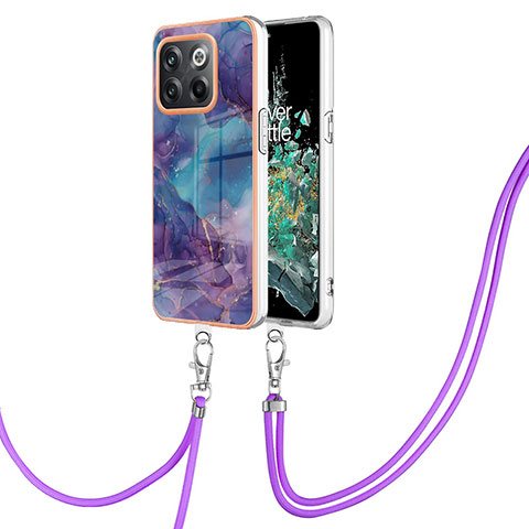 Coque Silicone Motif Fantaisie Souple Couleur Unie Etui Housse avec Laniere Strap Y07B pour OnePlus Ace Pro 5G Violet