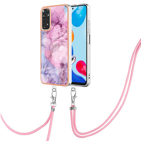 Coque Silicone Motif Fantaisie Souple Couleur Unie Etui Housse avec Laniere Strap YB1 pour Xiaomi Redmi Note 11 4G (2022) Violet Clair