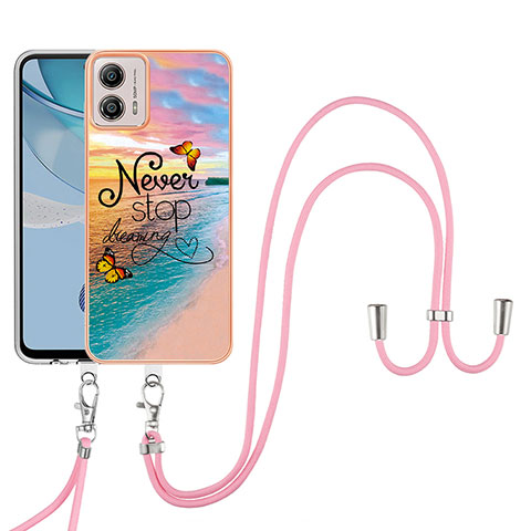 Coque Silicone Motif Fantaisie Souple Couleur Unie Etui Housse avec Laniere Strap YB3 pour Motorola Moto G53j 5G Mixte