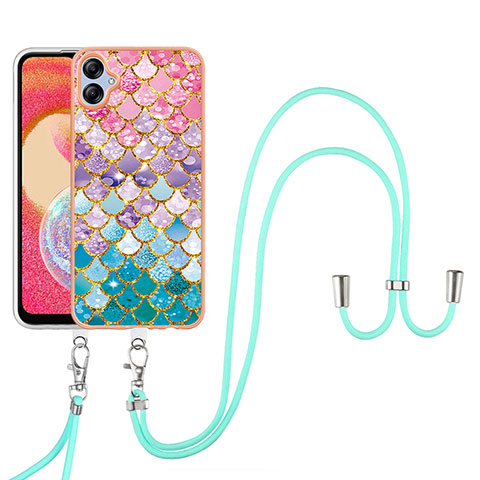 Coque Silicone Motif Fantaisie Souple Couleur Unie Etui Housse avec Laniere Strap YB3 pour Samsung Galaxy F04 Colorful