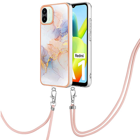 Coque Silicone Motif Fantaisie Souple Couleur Unie Etui Housse avec Laniere Strap YB3 pour Xiaomi Poco C50 Violet Clair