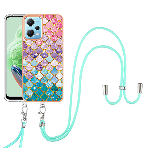 Coque Silicone Motif Fantaisie Souple Couleur Unie Etui Housse avec Laniere Strap YB3 pour Xiaomi Poco X5 5G Colorful