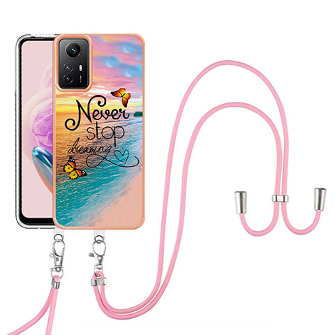 Coque Silicone Motif Fantaisie Souple Couleur Unie Etui Housse avec Laniere Strap YB3 pour Xiaomi Redmi Note 12S Mixte