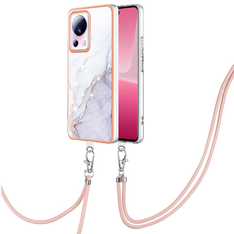 Coque Silicone Motif Fantaisie Souple Couleur Unie Etui Housse avec Laniere Strap YB5 pour Xiaomi Civi 2 5G Blanc