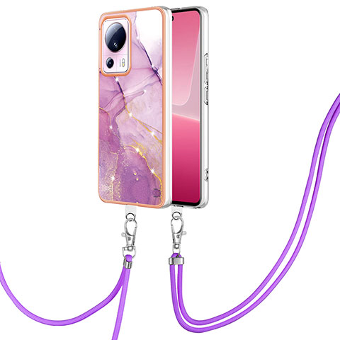 Coque Silicone Motif Fantaisie Souple Couleur Unie Etui Housse avec Laniere Strap YB5 pour Xiaomi Civi 2 5G Violet Clair