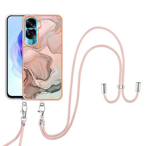 Coque Silicone Motif Fantaisie Souple Couleur Unie Etui Housse avec Laniere Strap YB7 pour Huawei Honor 90 Lite 5G Mixte