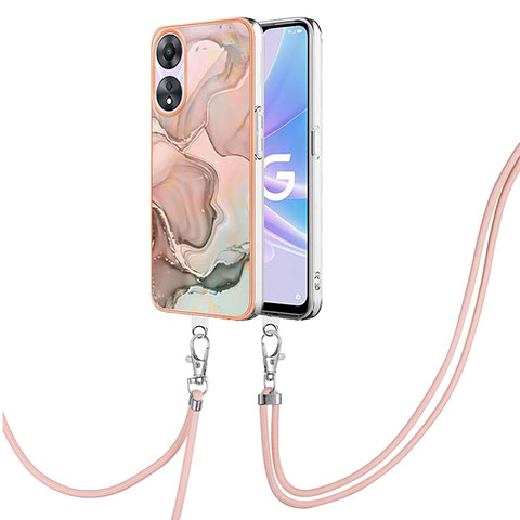 Coque Silicone Motif Fantaisie Souple Couleur Unie Etui Housse avec Laniere Strap YB7 pour Oppo A58 5G Mixte