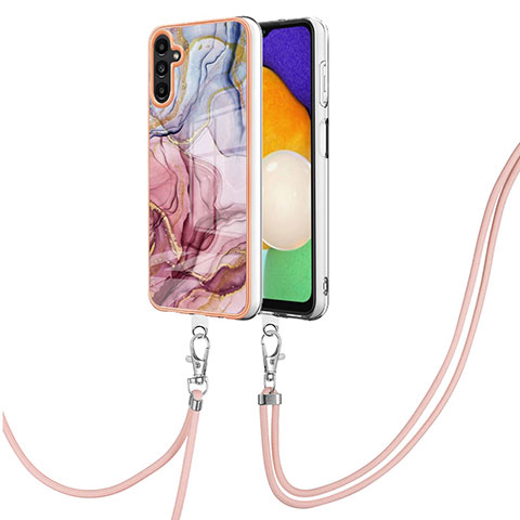 Coque Silicone Motif Fantaisie Souple Couleur Unie Etui Housse avec Laniere Strap YB7 pour Samsung Galaxy A04s Mixte