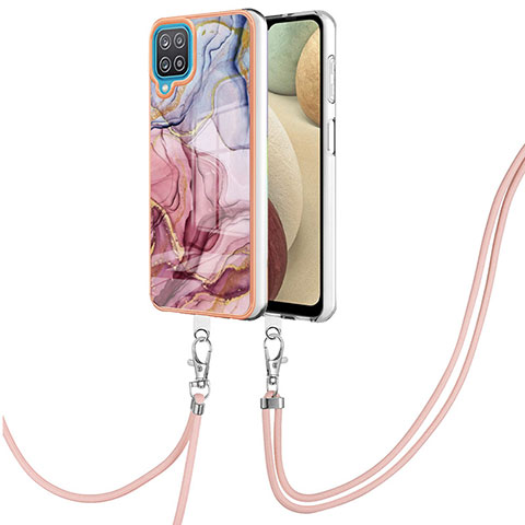 Coque Silicone Motif Fantaisie Souple Couleur Unie Etui Housse avec Laniere Strap YB7 pour Samsung Galaxy A12 Nacho Mixte