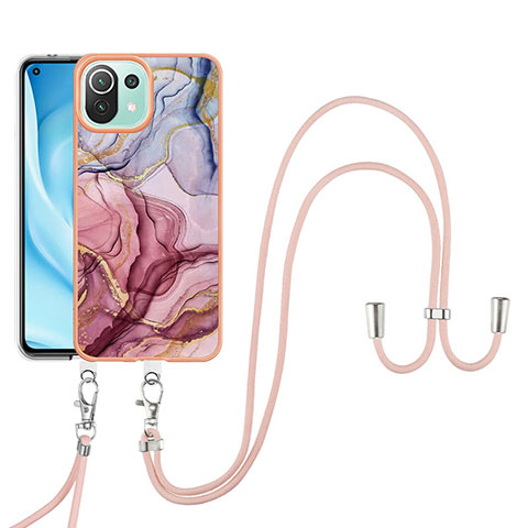 Coque Silicone Motif Fantaisie Souple Couleur Unie Etui Housse avec Laniere Strap YB7 pour Xiaomi Mi 11 Lite 5G NE Mixte