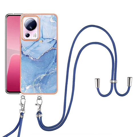 Coque Silicone Motif Fantaisie Souple Couleur Unie Etui Housse avec Laniere Strap YB7 pour Xiaomi Mi 12 Lite NE 5G Bleu