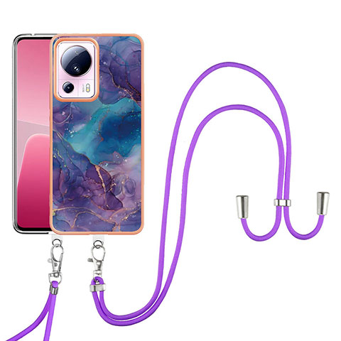 Coque Silicone Motif Fantaisie Souple Couleur Unie Etui Housse avec Laniere Strap YB7 pour Xiaomi Mi 12 Lite NE 5G Violet