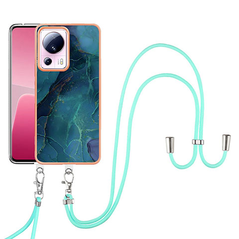 Coque Silicone Motif Fantaisie Souple Couleur Unie Etui Housse avec Laniere Strap YB7 pour Xiaomi Mi 13 Lite 5G Vert