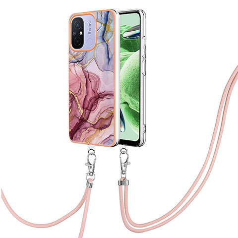 Coque Silicone Motif Fantaisie Souple Couleur Unie Etui Housse avec Laniere Strap YB7 pour Xiaomi Poco C55 Mixte