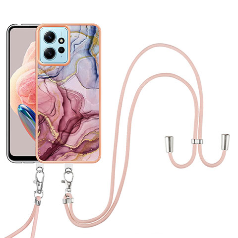 Coque Silicone Motif Fantaisie Souple Couleur Unie Etui Housse avec Laniere Strap YB7 pour Xiaomi Redmi Note 12 4G Mixte