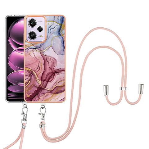 Coque Silicone Motif Fantaisie Souple Couleur Unie Etui Housse avec Laniere Strap YB7 pour Xiaomi Redmi Note 12 Pro 5G Mixte