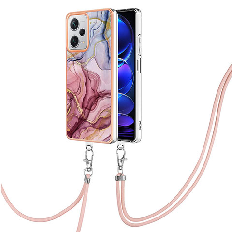 Coque Silicone Motif Fantaisie Souple Couleur Unie Etui Housse avec Laniere Strap YB7 pour Xiaomi Redmi Note 12 Pro+ Plus 5G Mixte