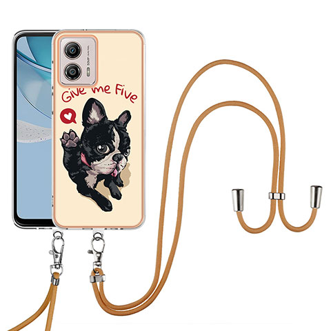 Coque Silicone Motif Fantaisie Souple Couleur Unie Etui Housse avec Laniere Strap YB8 pour Motorola Moto G53j 5G Kaki