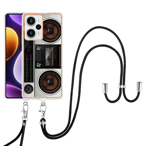 Coque Silicone Motif Fantaisie Souple Couleur Unie Etui Housse avec Laniere Strap YB8 pour Xiaomi Poco F5 5G Colorful