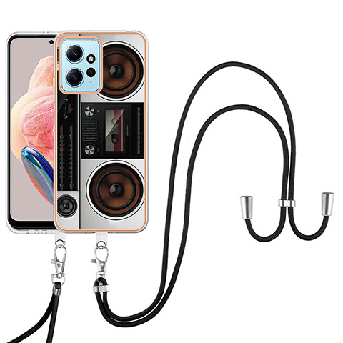 Coque Silicone Motif Fantaisie Souple Couleur Unie Etui Housse avec Laniere Strap YB8 pour Xiaomi Redmi Note 12 4G Colorful