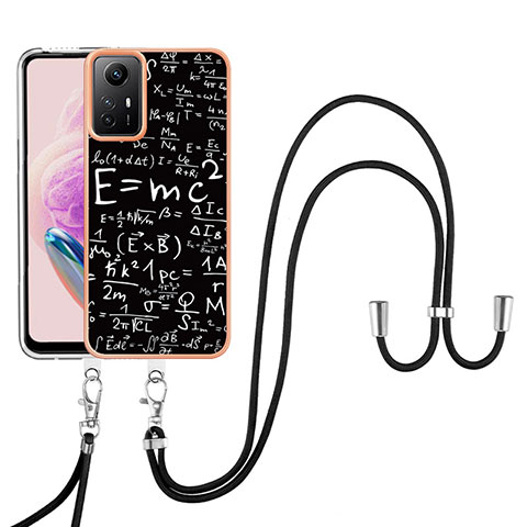 Coque Silicone Motif Fantaisie Souple Couleur Unie Etui Housse avec Laniere Strap YB8 pour Xiaomi Redmi Note 12S Mixte