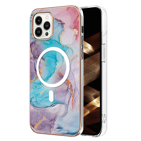 Coque Silicone Motif Fantaisie Souple Couleur Unie Etui Housse avec Mag-Safe Magnetic Magnetique pour Apple iPhone 13 Pro Bleu