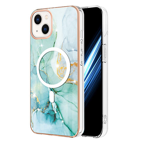 Coque Silicone Motif Fantaisie Souple Couleur Unie Etui Housse avec Mag-Safe Magnetic Magnetique pour Apple iPhone 13 Vert