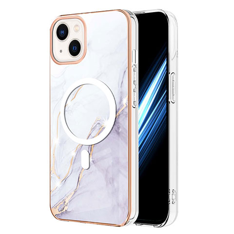 Coque Silicone Motif Fantaisie Souple Couleur Unie Etui Housse avec Mag-Safe Magnetic Magnetique pour Apple iPhone 14 Plus Blanc