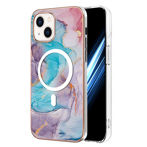 Coque Silicone Motif Fantaisie Souple Couleur Unie Etui Housse avec Mag-Safe Magnetic Magnetique pour Apple iPhone 14 Plus Bleu