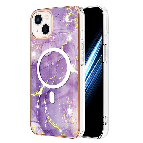 Coque Silicone Motif Fantaisie Souple Couleur Unie Etui Housse avec Mag-Safe Magnetic Magnetique pour Apple iPhone 14 Plus Violet