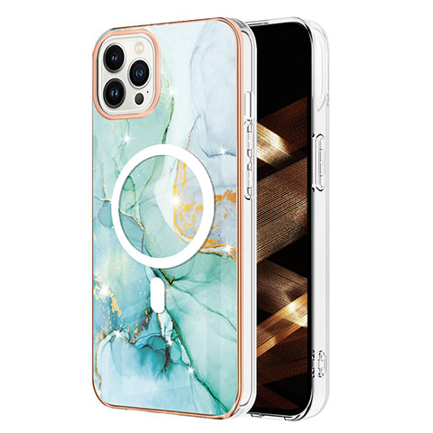 Coque Silicone Motif Fantaisie Souple Couleur Unie Etui Housse avec Mag-Safe Magnetic Magnetique pour Apple iPhone 14 Pro Vert