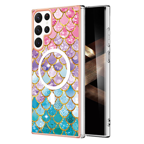 Coque Silicone Motif Fantaisie Souple Couleur Unie Etui Housse avec Mag-Safe Magnetic Magnetique pour Samsung Galaxy S25 Ultra 5G Colorful