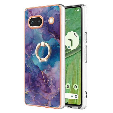 Coque Silicone Motif Fantaisie Souple Couleur Unie Etui Housse avec Support Bague Anneau Y01B pour Google Pixel 7a 5G Violet