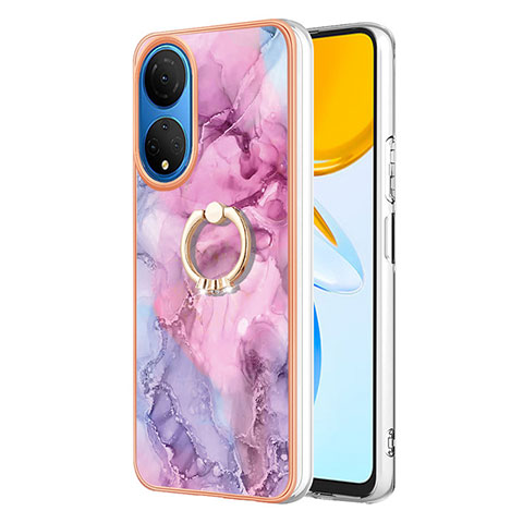 Coque Silicone Motif Fantaisie Souple Couleur Unie Etui Housse avec Support Bague Anneau Y01B pour Huawei Honor X7 Violet Clair