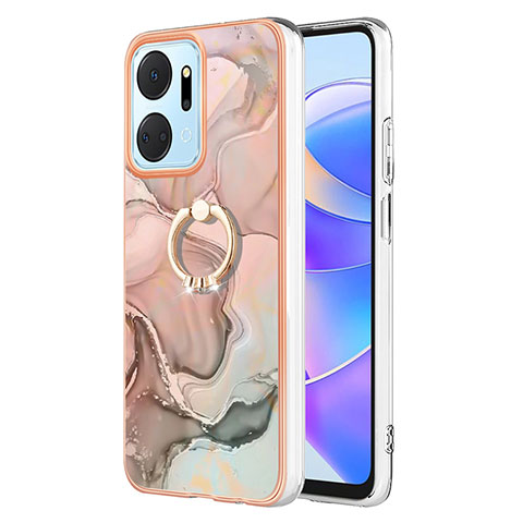 Coque Silicone Motif Fantaisie Souple Couleur Unie Etui Housse avec Support Bague Anneau Y01B pour Huawei Honor X7a Rose