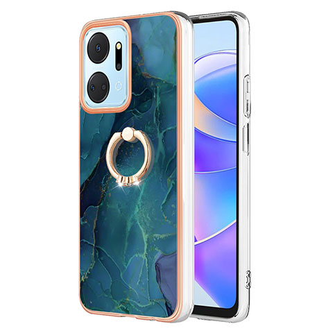 Coque Silicone Motif Fantaisie Souple Couleur Unie Etui Housse avec Support Bague Anneau Y01B pour Huawei Honor X7a Vert