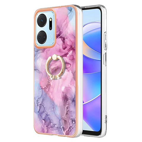 Coque Silicone Motif Fantaisie Souple Couleur Unie Etui Housse avec Support Bague Anneau Y01B pour Huawei Honor X7a Violet Clair