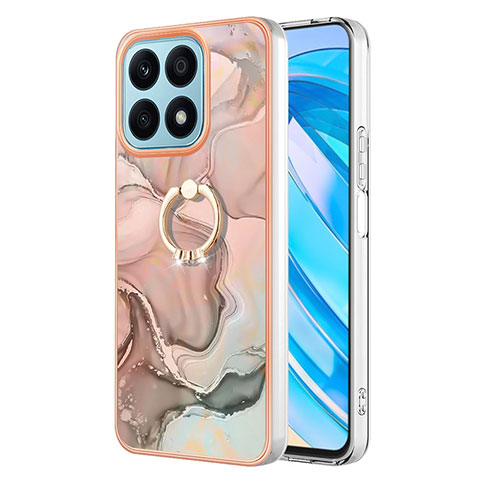 Coque Silicone Motif Fantaisie Souple Couleur Unie Etui Housse avec Support Bague Anneau Y01B pour Huawei Honor X8a 4G Rose