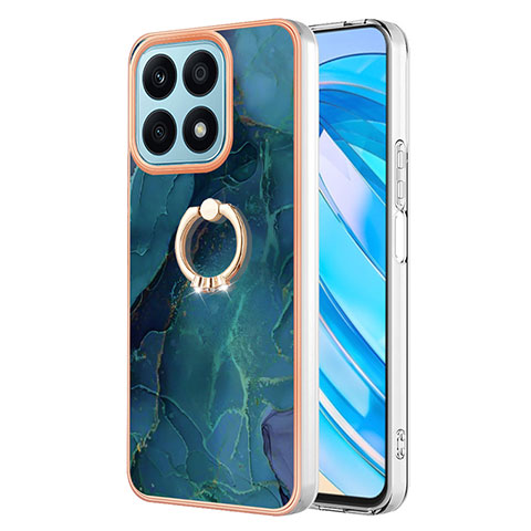 Coque Silicone Motif Fantaisie Souple Couleur Unie Etui Housse avec Support Bague Anneau Y01B pour Huawei Honor X8a 4G Vert