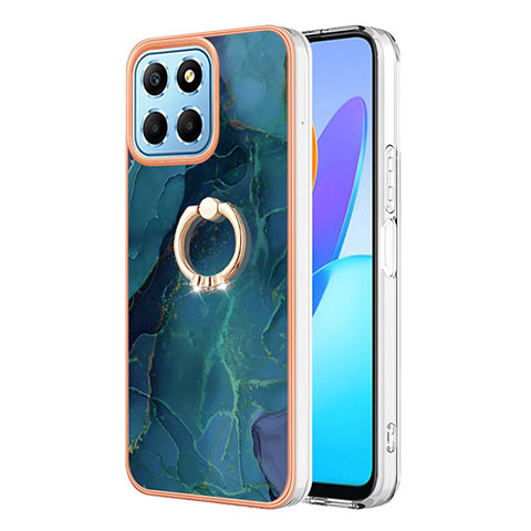 Coque Silicone Motif Fantaisie Souple Couleur Unie Etui Housse avec Support Bague Anneau Y01B pour Huawei Honor X8a 5G Vert