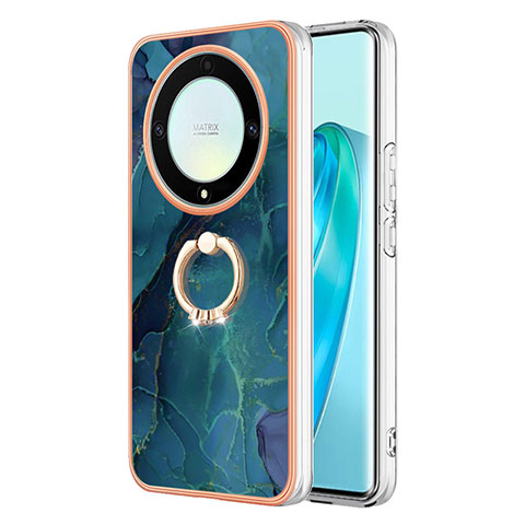 Coque Silicone Motif Fantaisie Souple Couleur Unie Etui Housse avec Support Bague Anneau Y01B pour Huawei Honor X9a 5G Vert