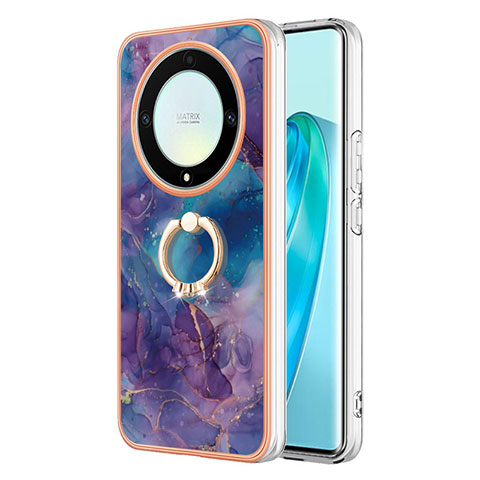 Coque Silicone Motif Fantaisie Souple Couleur Unie Etui Housse avec Support Bague Anneau Y01B pour Huawei Honor X9a 5G Violet